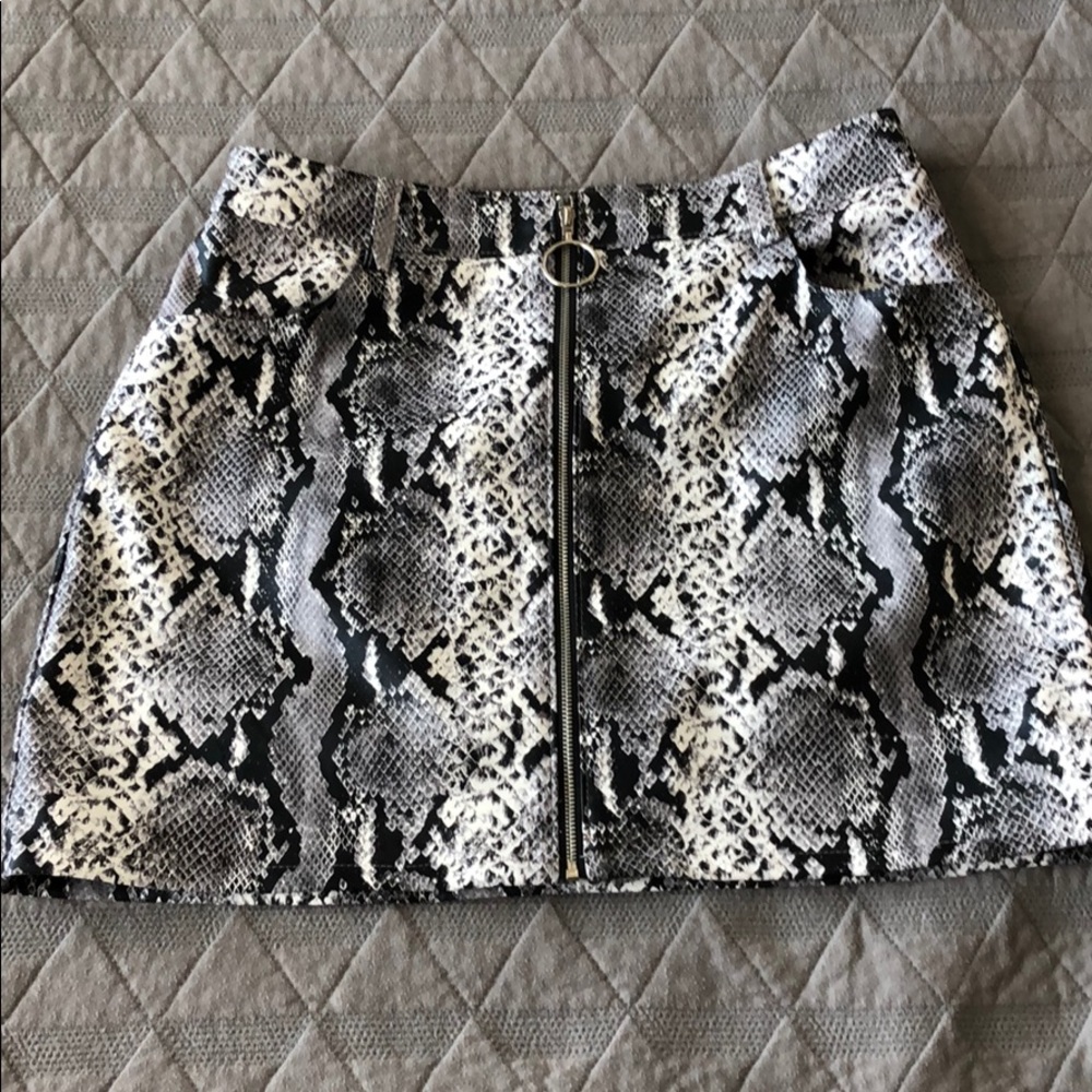 Honey Punch Faux Leather Snakeskin Skirt